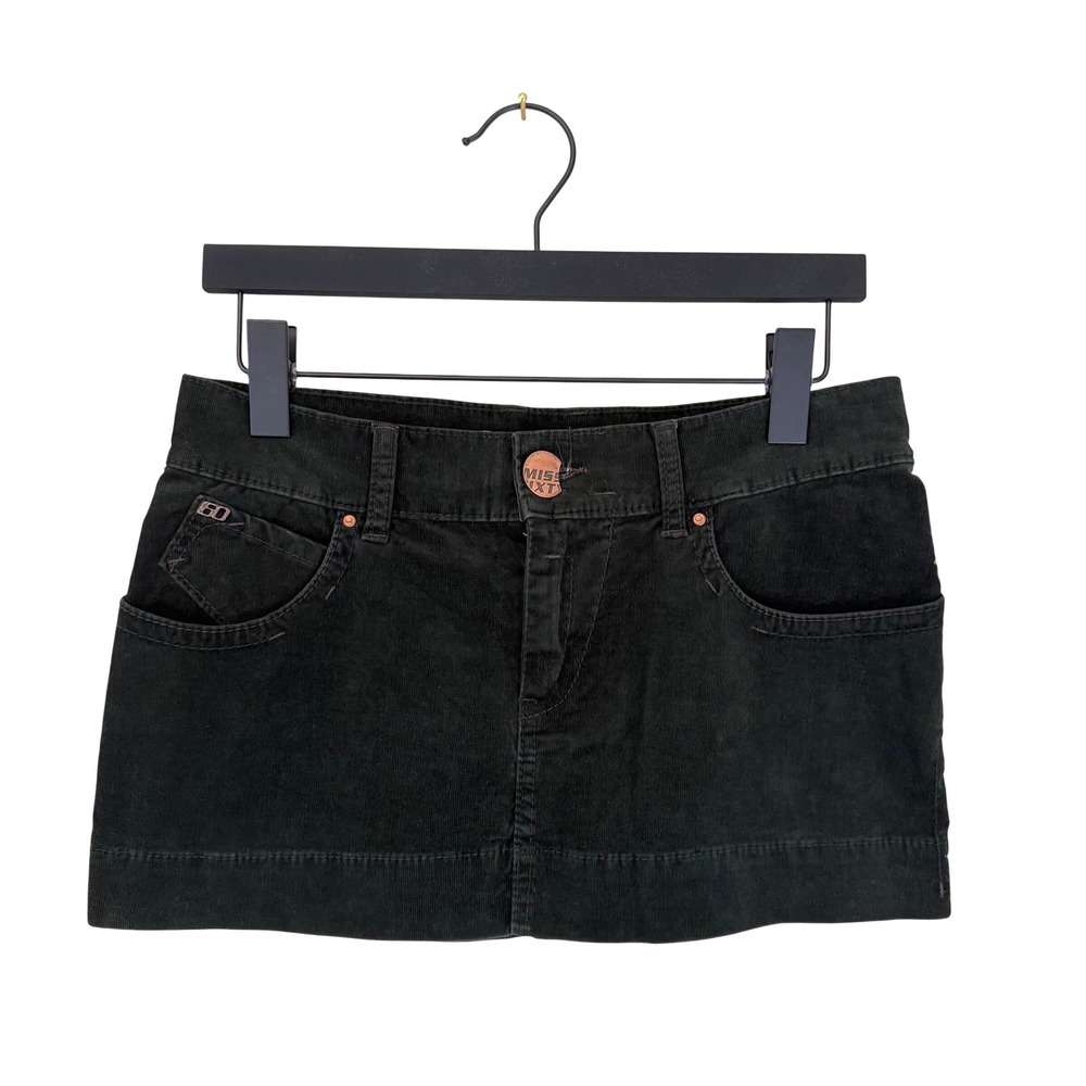 Y2K Miss Sixty Green Corduroy Mini Skirt Low Rise New